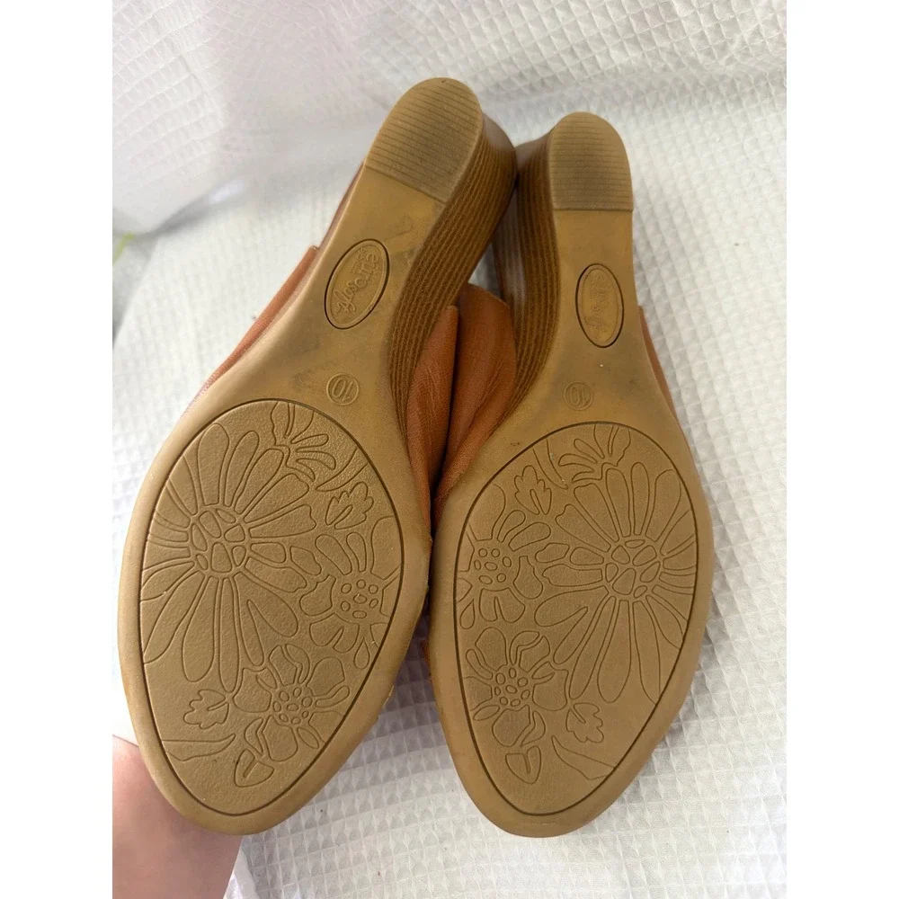 Eurosoft by Sofft Womens Tan Leather Slingback Wedge Sandals Size 10 Strappy